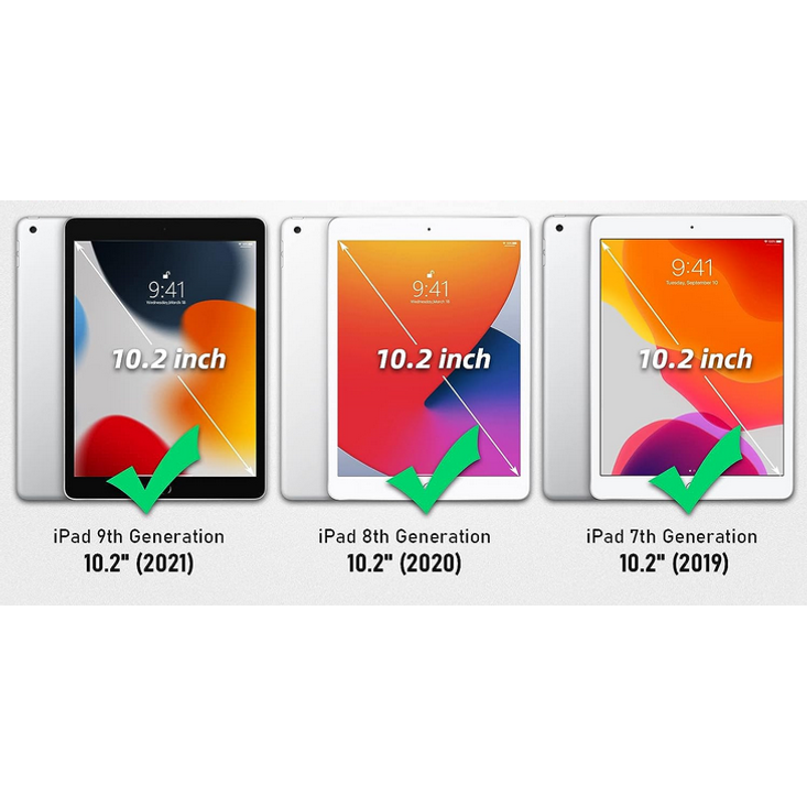iPad 10.2 Inch Beschermhoes (2021/2020/2019) – Schokbestendige Case met Schermbeschermer – 360° Draaibare Stand & Handsband – Stylus Pencil Houder - Zwart+Oranje