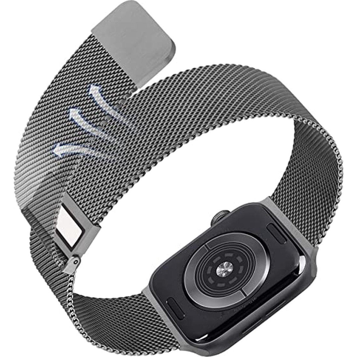 RVS | Milanese Vervangende Smartwatch Band | Stalen Magnetische Horlogeband | Stalen Bandvervanging van Roestvrij staal | Horlogeband Accessoires | Geschikt Voor Apple Watch | 38mm / 40mm /41mm | Donker Grijs