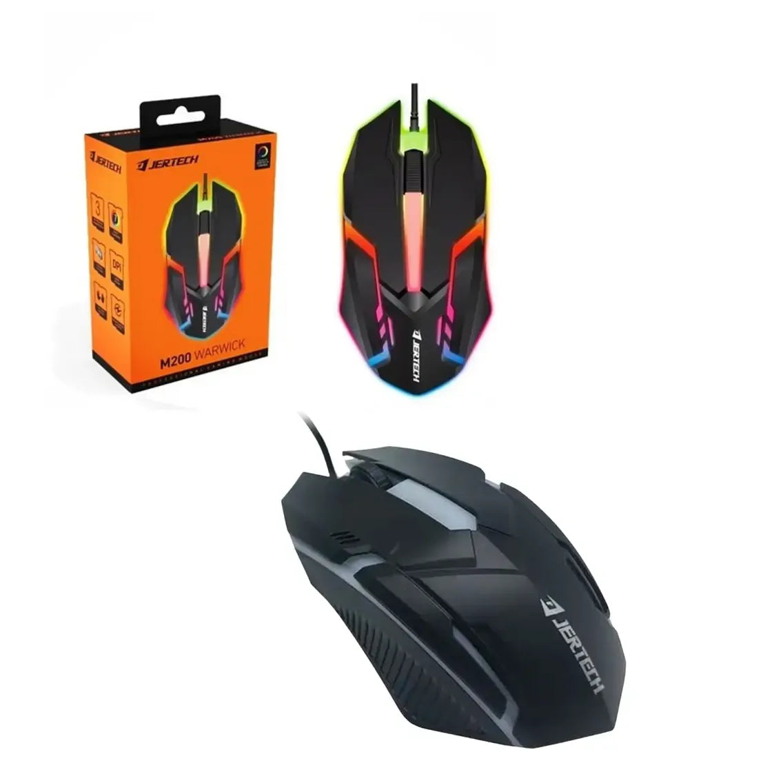 Jertech M200 gaming muis – bedrade USB muis met RGB verlichting – ergonomische computermuis 1200 DPI – optische gaming mouse – 3 knoppen – 1000Hz polling rate – precisie gamer muis voor pc laptop links en rechts