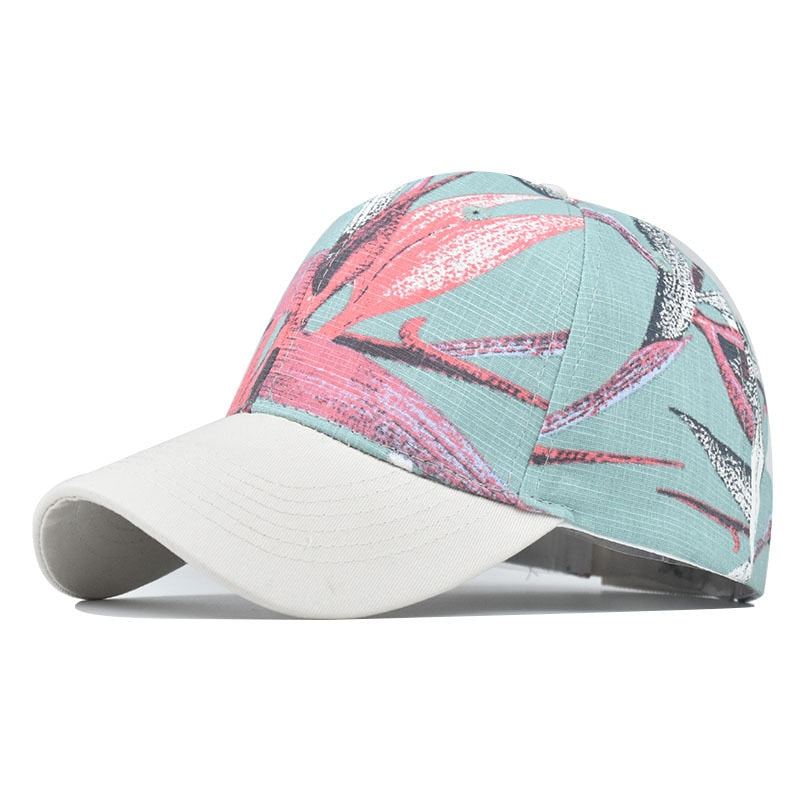 Dames Baseballpet – Bloemen En Bladeren Print – Modieuze Verstelbare Cap – Perfect Voor Buitenactiviteiten En Streetwear – Comfortabele Pasvorm Voor Alle Leeftijden