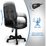 Luxe Bureaustoel Met Kunstleren Bekleding – Ergonomische Draaistoel Met Armleuningen En Wielen – In Hoogte Verstelbare Zitting – Zwart Kantoorstoel Voor Thuis Of Werkplek – 57,5 x 58 x 104 cm – Comfortabele Rugleuning 55 cm