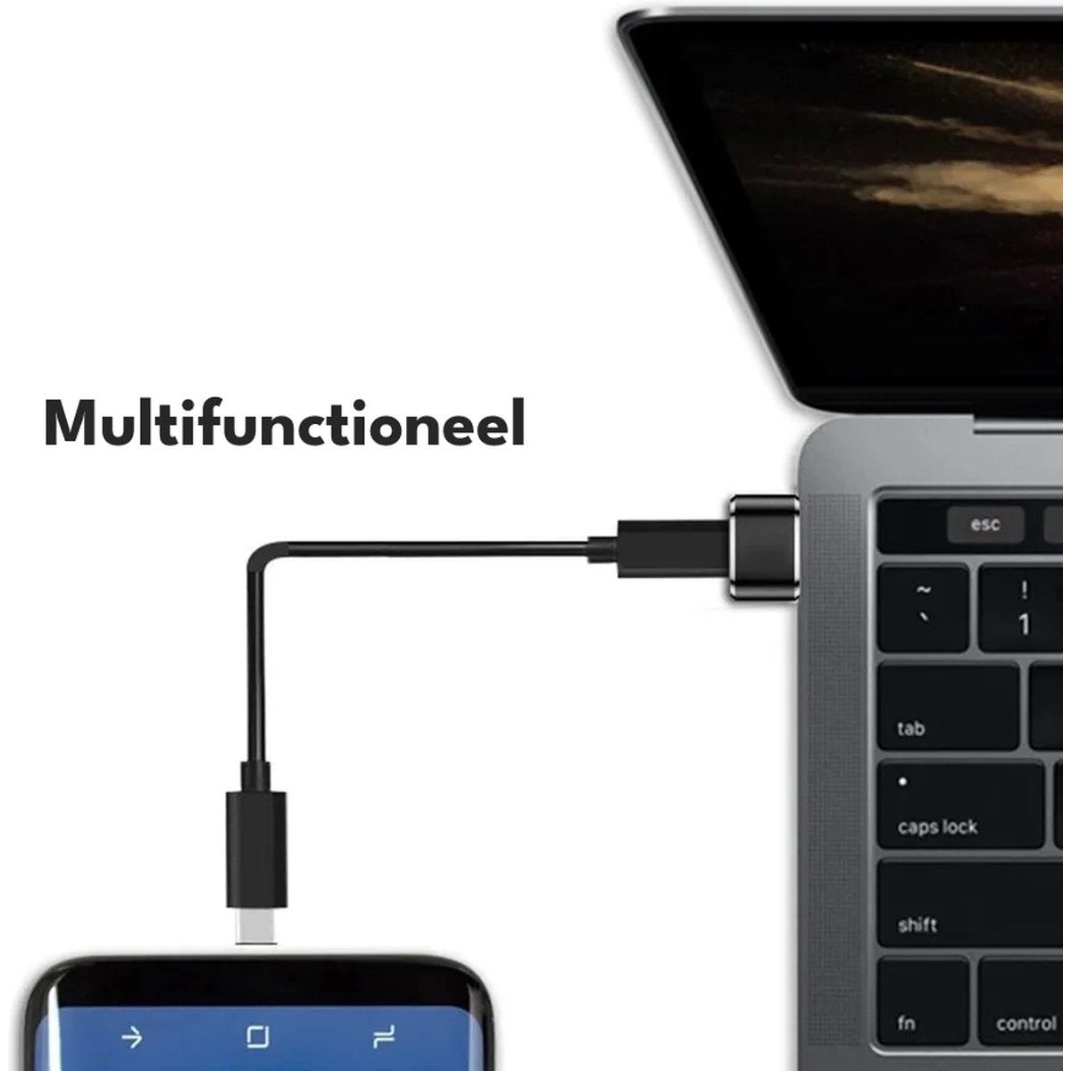 2 Stuks - USB-C Female naar USB Male Adapter - Type C naar USB A Kabel Converter - Geschikt voor Mobiel, Tablet, Computer, Etc. - Zwart