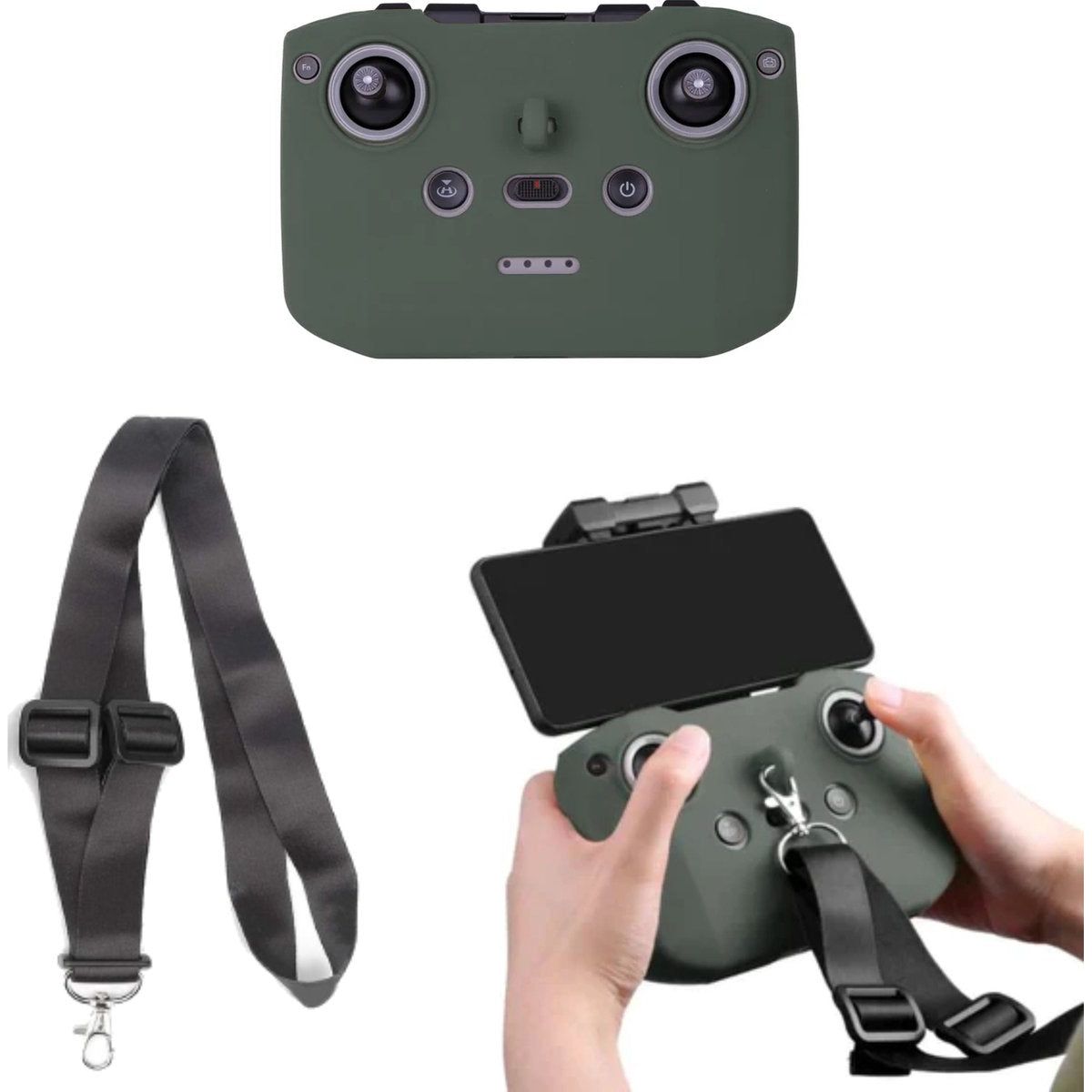 Siliconen Beschermhoes met Lanyard Strap - Beschermende Sleeve - Geschikt voor Controllers Van Mavic 3/Air 2S/Mini 2/Mavic Air 2 - Afstandsbediening Hoes - Groen