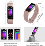 Fitness Tracker M21 - Horloge voor dames - Aangepaste wijzerplaat - Bloedzuurstof- en hartslagmeter - Compatibel met iOS 9.0 en Android 4.4 - Ingebouwde Alexa - Touchscreen - Waterdicht - Sporthorloge - Roze - Stappenteller