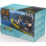 Intex Explorer K2 Kajak – Opblaasbare 2-Persoons Kayak – Geel – Inclusief Peddels & Luchtpomp – Stabiele Kano voor Meer, Rivier of Kust – Draagvermogen tot 180 kg – Compleet Kajakpakket