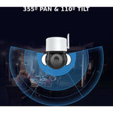 Uitgebreide Outdoor 5MP PTZ WiFi Bewakingscamera - IP66 Waterdicht - Compatibel Met App - Met Tweerichtingsaudio - Menselijke Detectie & Schijnwerper - Wit