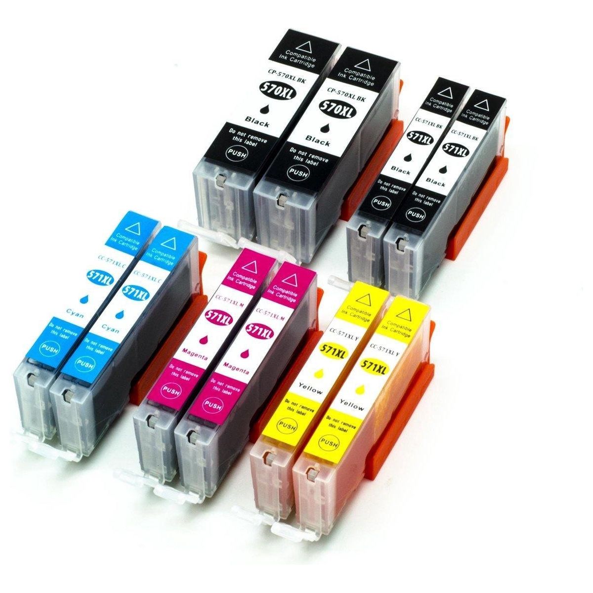 10-Pack Compatibele Inktcartridges - Canon 570XL/571XL - Geschikt Voor Diverse Canon PIXMA Printers - Hoogwaardige Afdrukkwaliteit - Zwart en Kleur - XL Capaciteit
