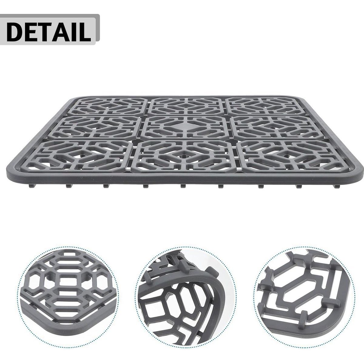 Siliconen Gootsteenmat 30×30 cm – Antislip Afdruipmat voor Gootsteen – Hittebestendige Keukenmat voor Drogen van Bestek, Pannen en Glazen – Flexibele & Milieuvriendelijke Siliconen Beschermmat – Grijs