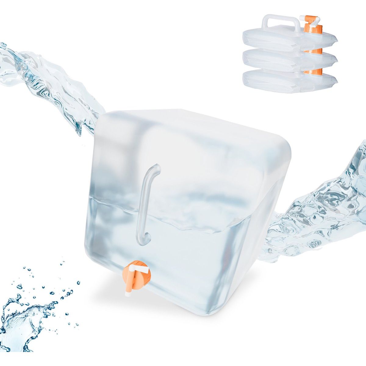 4 Stuks Opvouwbare Jerrycan - Watercontainer - Watertank Met Kraan - Opvouwbare Waterzak - Drinkwater Container - Opklapbare Water Tank - Draagbare Waterzak Met Handvat - Schroefdop - Tapkraan - BPA Vrij - Inhoud 5L 10L 15L 20L - Compact Opvouwbaar