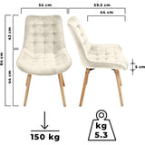 2 Stuks – Eetkamerstoelen – Velvet Fluwelen Stoelen – Gestoffeerde Keukenstoelen – Houten Poten – Comfortabele Zitting – Moderne Stoelenset – Set van 2 – Crème Kleur – Zachte Stof – Eetkamer – Woonkamer – Slaapkamerstoelen