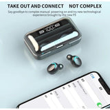 Draadloze Bluetooth Oordopjes – Zwarte In-Ear Earbuds met Oplaadcase – Noise Cancelling Koptelefoon met Touch Control en HD Geluid – IPX7 Waterdicht – Powerbank 2200mAh – Compatibel met iPhone, Samsung, Laptop en Smartwatch