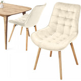 2 Stuks – Eetkamerstoelen – Velvet Fluwelen Stoelen – Gestoffeerde Keukenstoelen – Houten Poten – Comfortabele Zitting – Moderne Stoelenset – Set van 2 – Crème Kleur – Zachte Stof – Eetkamer – Woonkamer – Slaapkamerstoelen