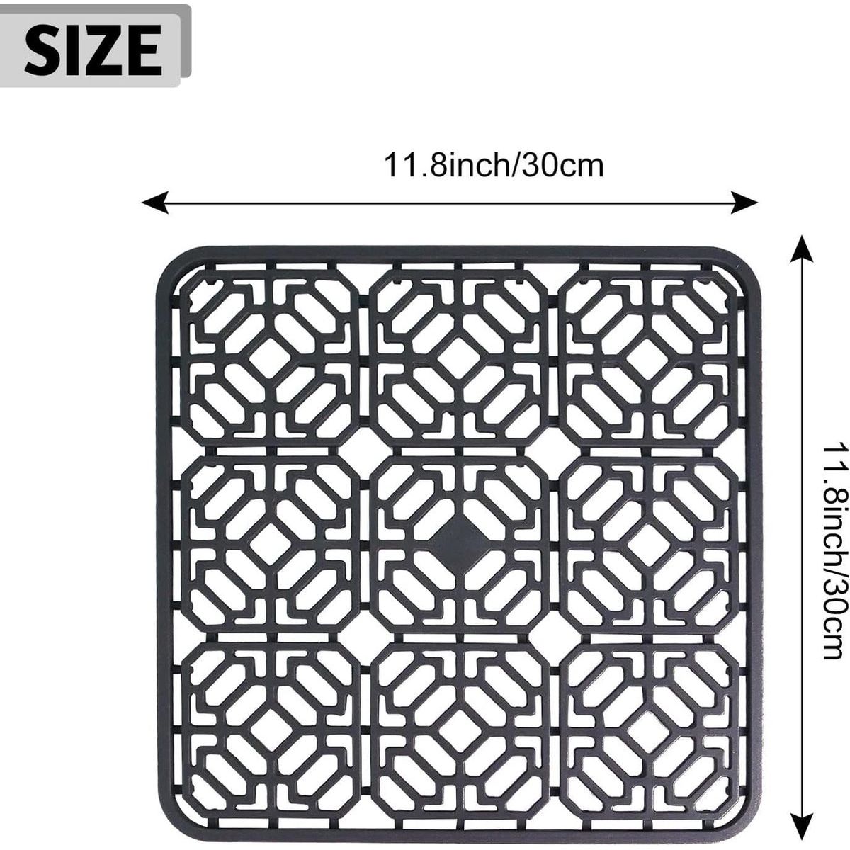 Siliconen Gootsteenmat 30×30 cm – Antislip Afdruipmat voor Gootsteen – Hittebestendige Keukenmat voor Drogen van Bestek, Pannen en Glazen – Flexibele &amp; Milieuvriendelijke Siliconen Beschermmat – Grijs