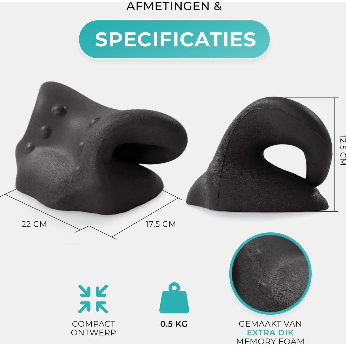 Ergonomisch Nekstretcher - Nekkussen tegen nekpijn - Massagekussen - Hoofdkussen voor ontspanning - Nekmassage apparaat - Kussen tegen nekklachten - Orthopedisch nekkussen