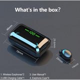 Draadloze Bluetooth Oordopjes – Zwarte In-Ear Earbuds met Oplaadcase – Noise Cancelling Koptelefoon met Touch Control en HD Geluid – IPX7 Waterdicht – Powerbank 2200mAh – Compatibel met iPhone, Samsung, Laptop en Smartwatch