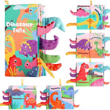 2 Stuks - Zachte Stoffen Babyboeken - Dinosaurus en Eten - Leerzaam en Interactief Speelgoed voor Baby's, Peuters en Zuigelingen - Wasbaar - Super Licht - Met Piepende Drukfluitjes