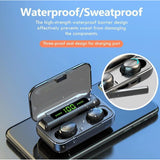 Draadloze Bluetooth Oordopjes – Zwarte In-Ear Earbuds met Oplaadcase – Noise Cancelling Koptelefoon met Touch Control en HD Geluid – IPX7 Waterdicht – Powerbank 2200mAh – Compatibel met iPhone, Samsung, Laptop en Smartwatch