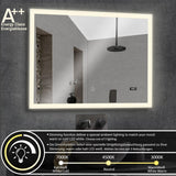 LED Badkamerspiegel - 100x80 cm - Met Touchsensor, Digitale Klok &amp; Dimfunctie - Kopervrij Glas - Dimbare LED-Verlichting - Warm/Koud Licht - Energieklasse A++ - Wandmodel - Slechts 31 mm Diep