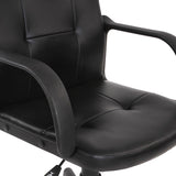 Luxe Bureaustoel Met Kunstleren Bekleding – Ergonomische Draaistoel Met Armleuningen En Wielen – In Hoogte Verstelbare Zitting – Zwart Kantoorstoel Voor Thuis Of Werkplek – 57,5 x 58 x 104 cm – Comfortabele Rugleuning 55 cm
