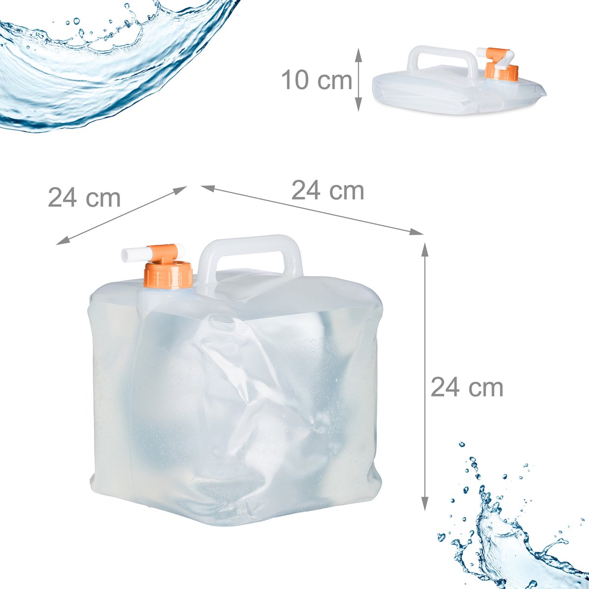 4 Stuks Opvouwbare Jerrycan - Watercontainer - Watertank Met Kraan - Opvouwbare Waterzak - Drinkwater Container - Opklapbare Water Tank - Draagbare Waterzak Met Handvat - Schroefdop - Tapkraan - BPA Vrij - Inhoud 5L 10L 15L 20L - Compact Opvouwbaar