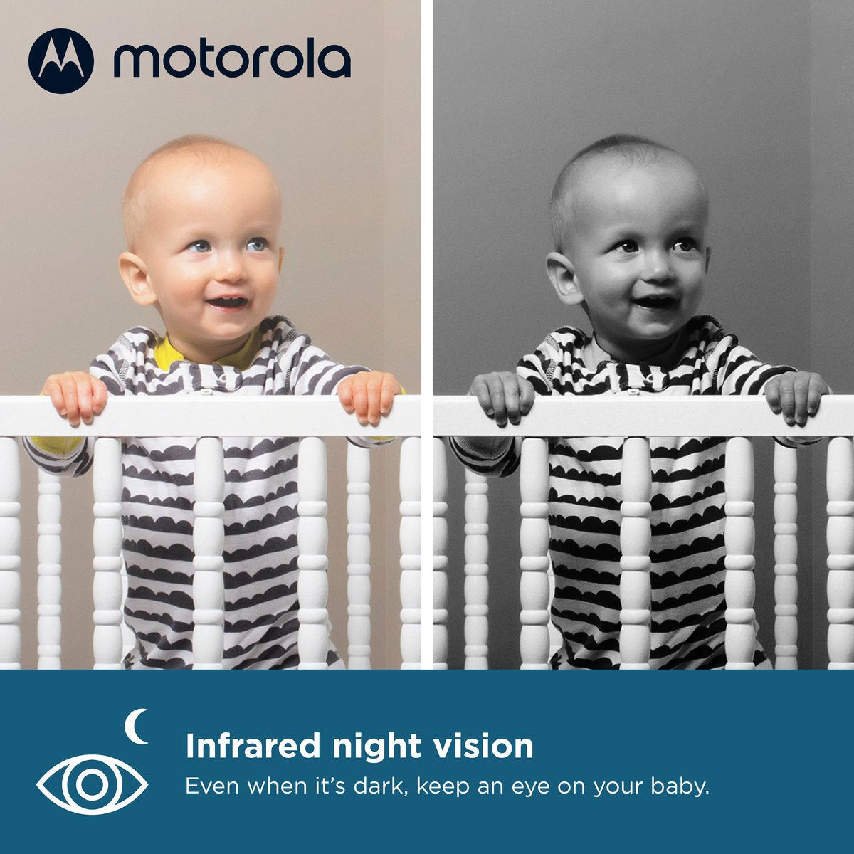 Motorola VM481 video babyfoon – baby monitor met camera – 2 inch kleurenscherm – infrarood nachtzicht – digitale zoom – draadloze babybewaking – bereik tot 300 meter – ouderunit met display – compacte babycamera set wit