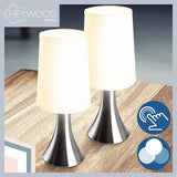 2 Stuks - Moderne Tafellampen met Stoffen Lampenkap - Dimbare Touch Bediening - Sfeerlampen voor Nachtkastje of Woonkamer - Tafellamp Set met E27 Fitting - Bedlampjes voor Slaapkamer of Dressoir - Zwarte Tafellampen