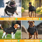 Hondenjas M – Hondenvest Met Harnas – Gewatteerde Winterjas Voor Honden – Waterdicht Gevoerd Vest – Met Reflecterende Strepen – D-Ring – Inclusief 45 Poepzakjes Met Dispenser – Warme Hondenvacht Voor Koud Weer – Zwart