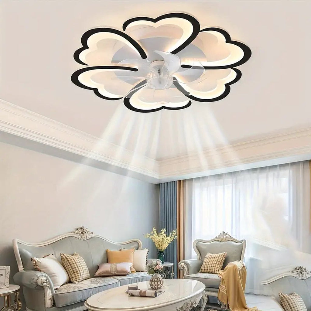 LuxiLamps Moderne Kroonluchter Plafondventilator – Smart Dimbare LED Lamp met Afstandsbediening & App – Kristal Ontwerp – 105 cm – Chroom