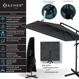 KESSER® Holly Parasol Rechthoekig - 250 cm - Met Zwengel en Windbescherming - Waterafstotend met UV-Bescherming - Aluminium Frame - Inclusief Beschermhoes - Antraciet