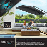 KESSER® Holly Parasol Rechthoekig - 250 cm - Met Zwengel en Windbescherming - Waterafstotend met UV-Bescherming - Aluminium Frame - Inclusief Beschermhoes - Antraciet