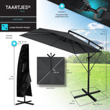 KESSER® Holly Parasol Rechthoekig - 250 cm - Met Zwengel en Windbescherming - Waterafstotend met UV-Bescherming - Aluminium Frame - Inclusief Beschermhoes - Antraciet