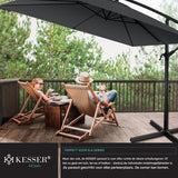 KESSER® Holly Parasol Rechthoekig - 250 cm - Met Zwengel en Windbescherming - Waterafstotend met UV-Bescherming - Aluminium Frame - Inclusief Beschermhoes - Antraciet