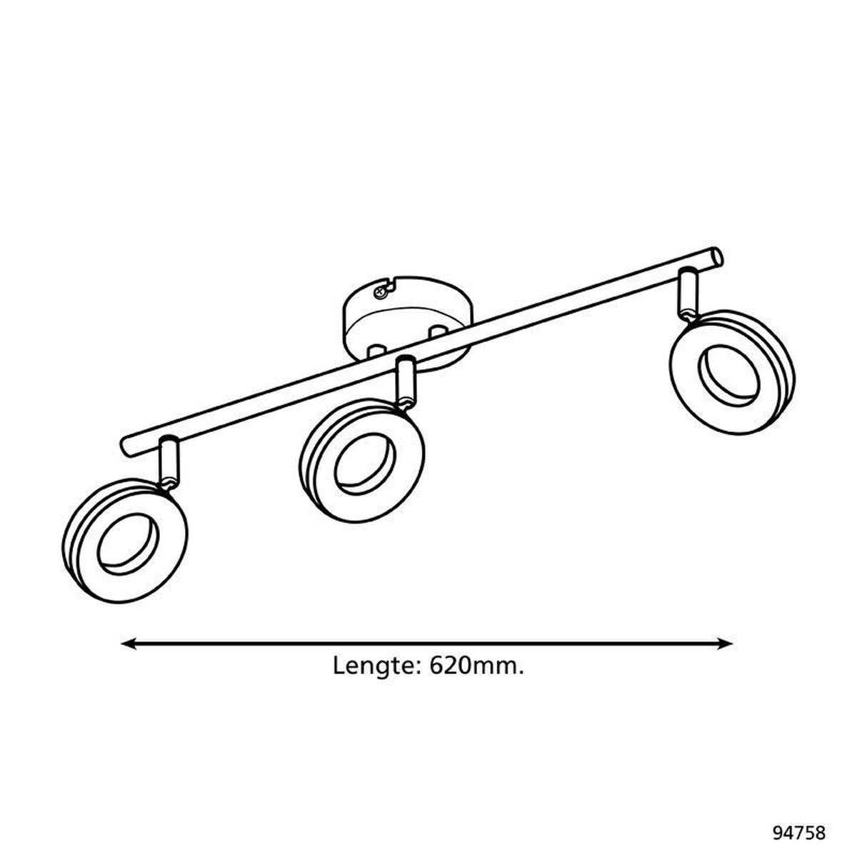 EGLO Gonaro - 3-Lichts LED Plafondspot - Chroom en Wit - Ø 210 mm - IP44 - Inclusief Lichtbronnen - Niet Dimbaar - Moderne Stijl - Staal en Kunststof