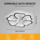 LuxiLamps Moderne Kroonluchter Plafondventilator – Smart Dimbare LED Lamp met Afstandsbediening & App – Kristal Ontwerp – 105 cm – Chroom