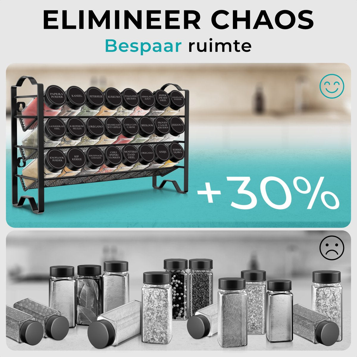 2 Stuks - Wandrek Kruidenrek – Staand of Hangend Kruidenrek – 8 Lagen – Ruimte voor 24 Potjes – Metaal – Zwart – Keuken Organizer voor Specerijen en Kruiden – Kruidenhouder voor Wand of Kastdeur – Industrieel Design