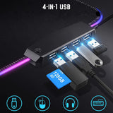 XXL - RGB Gaming Muismat Met USB Ports - 14 Lichtmodi - 4 USB Poorten - Extra Groot & Anti-Slip - 800 x 300 mm