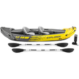 Intex Explorer K2 Kajak – Opblaasbare 2-Persoons Kayak – Geel – Inclusief Peddels & Luchtpomp – Stabiele Kano voor Meer, Rivier of Kust – Draagvermogen tot 180 kg – Compleet Kajakpakket