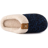 Memory Foam Pantoffels - Pluche Fleece Gevoerde Huisschoenen - Huisslippers - Voor Binnen- en Buiten - Duurzame Anti- Slip Zool - Warm - Maat 36/37 - Unisex - Blauw