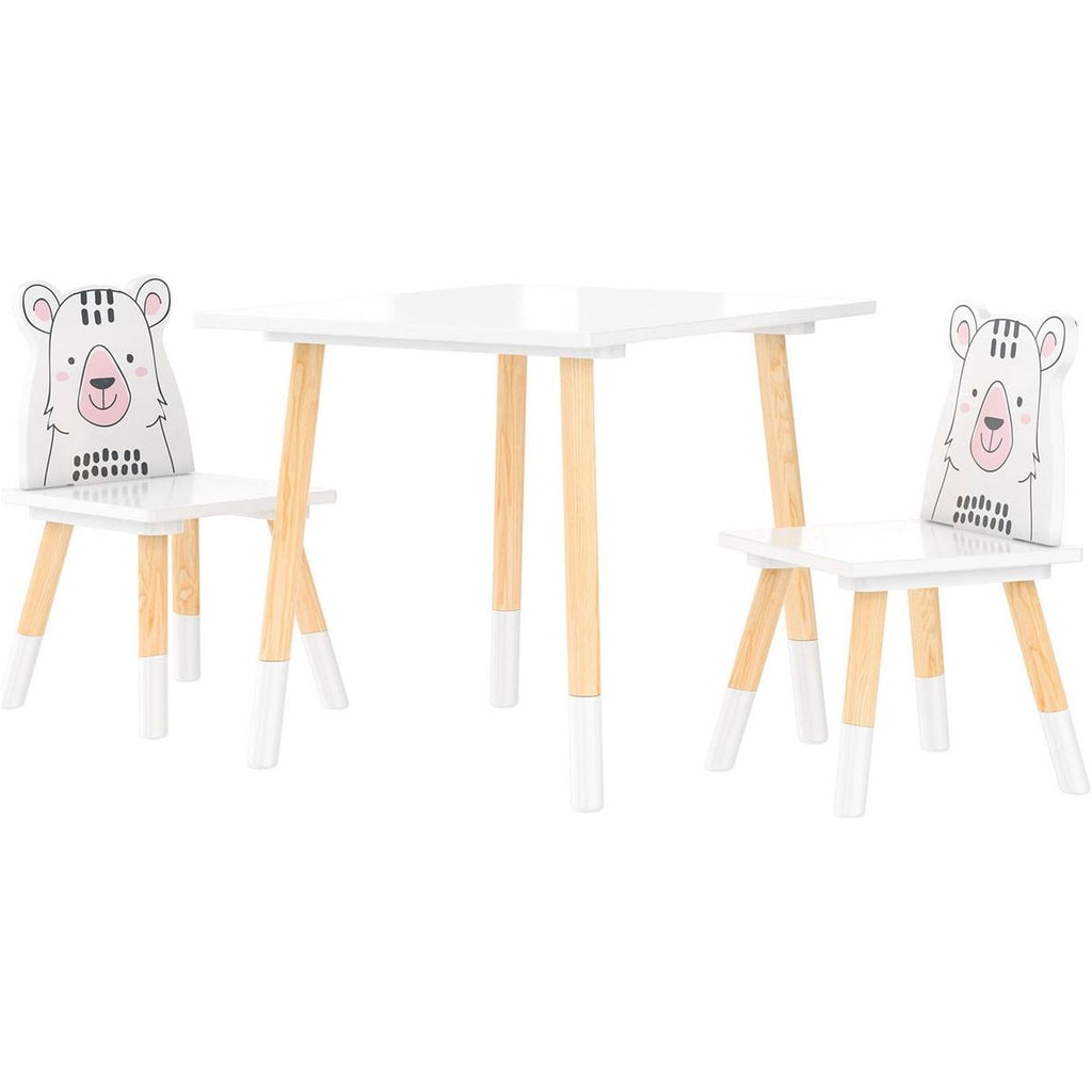 3 Stuks - Kindertafel Met 2 Stoelen - Kinder Speeltafel Set - Tafel en Stoelen Voor Kinderen - Perfect Voor Spelen, Verven en Knutselen - Ideaal Voor Kinderen van 3 tot 6 Jaar - Afmetingen Tafel 59 x 50 x 48 cm - Stoelen 28 x 28 x 49 cm