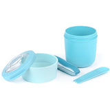Amuse Life Lunchpot Ontbijtbeker – Ontbijt- en Lunchpot met 2 Compartimenten – 500ml + 150ml – Inclusief Spork en Elastische Band – Handig, Lekvrij en Stijlvol – Blauw – Voor School, Werk en Onderweg