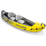 Intex Explorer K2 Kajak – Opblaasbare 2-Persoons Kayak – Geel – Inclusief Peddels & Luchtpomp – Stabiele Kano voor Meer, Rivier of Kust – Draagvermogen tot 180 kg – Compleet Kajakpakket
