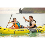 Intex Explorer K2 Kajak – Opblaasbare 2-Persoons Kayak – Geel – Inclusief Peddels & Luchtpomp – Stabiele Kano voor Meer, Rivier of Kust – Draagvermogen tot 180 kg – Compleet Kajakpakket