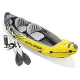Intex Explorer K2 Kajak – Opblaasbare 2-Persoons Kayak – Geel – Inclusief Peddels & Luchtpomp – Stabiele Kano voor Meer, Rivier of Kust – Draagvermogen tot 180 kg – Compleet Kajakpakket