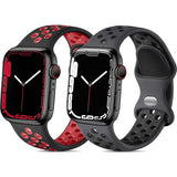 2 Stuks - Vervangende Siliconen Sportband - Geschikt Voor Apple Watch - 38mm, 40mm, 41mm - Siliconen Fitness Bandje - Ademend - Comfortabel - Waterdicht - Geschikt voor Apple Watch Series 8, 7, 6, 5, 4, 3, 2, 1, SE