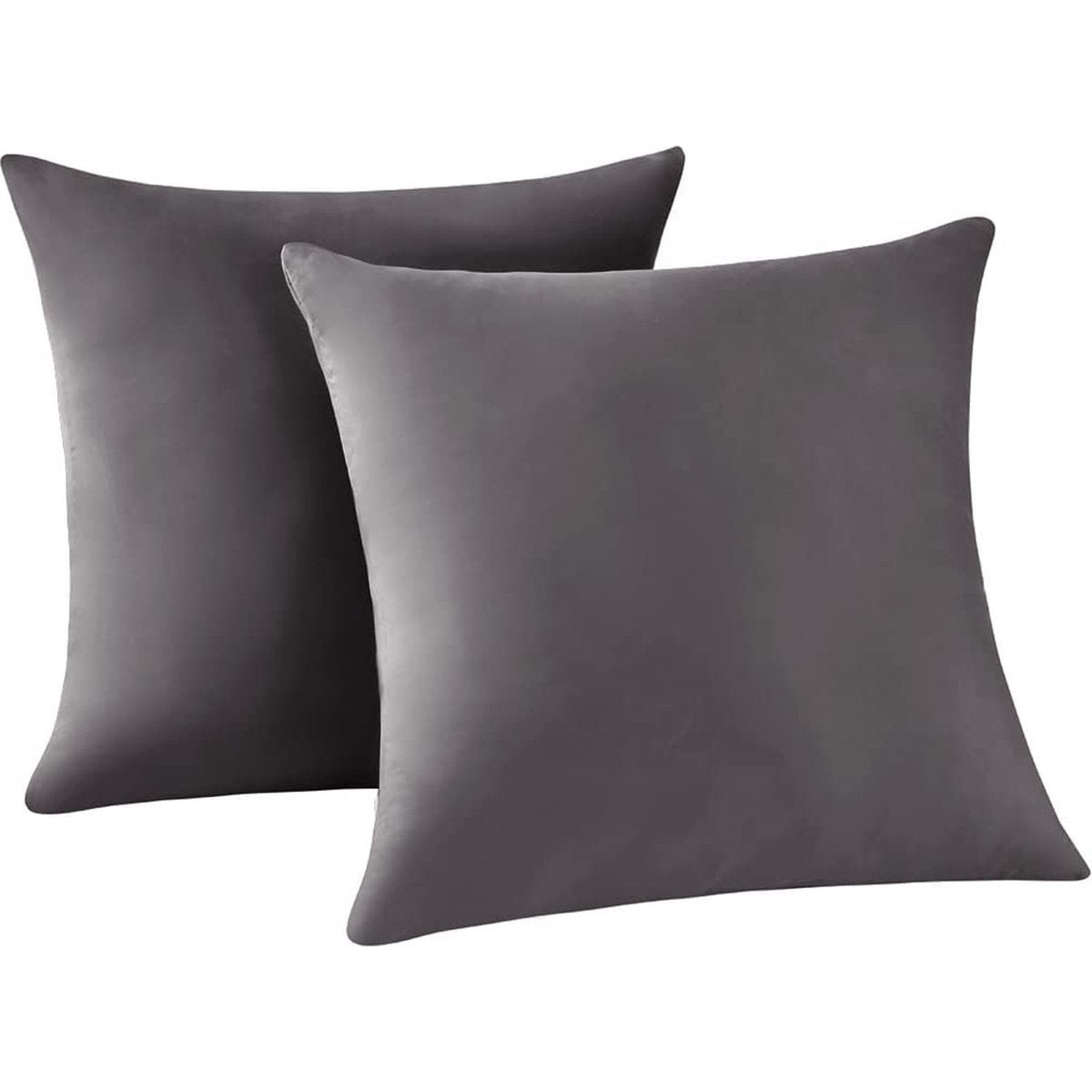2 Delig - Luxe Kussensloop Set - Met Rits - 80x80 cm - Microvezel Kussenslopen - Houtskool Kleur - Stijlvol - Zacht - Comfortabel - Donker Grijs