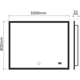 LED Badkamerspiegel - 100x80 cm - Met Touchsensor, Digitale Klok &amp; Dimfunctie - Kopervrij Glas - Dimbare LED-Verlichting - Warm/Koud Licht - Energieklasse A++ - Wandmodel - Slechts 31 mm Diep