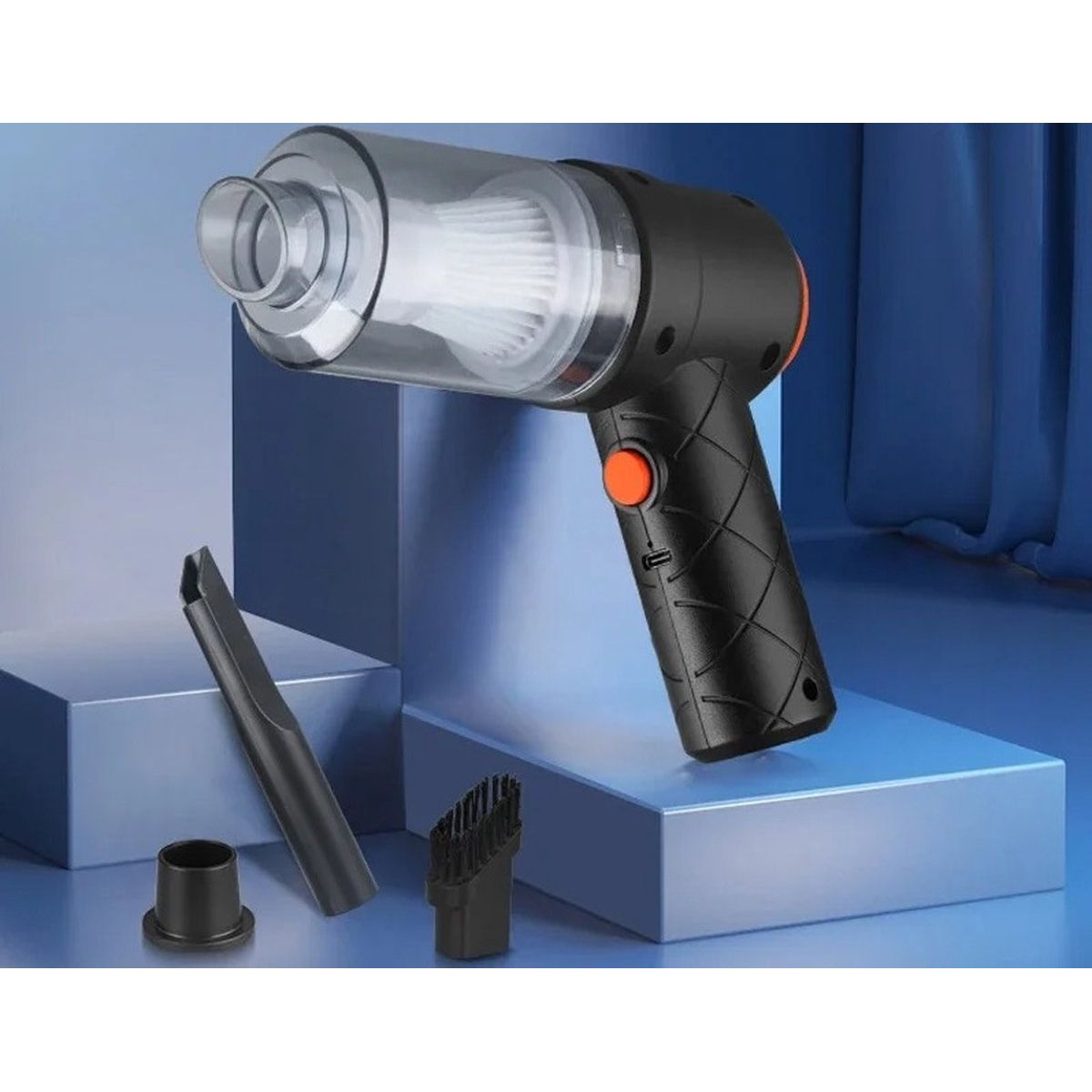 Mini stofzuiger draadloos – handstofzuiger auto met blaasfunctie – USB C oplaadbare autostofzuiger – 4kPa krachtige vacuum cleaner – compacte stofzuiger met accessoires voor auto toetsenbord en bureau