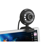 Trust Spotlight Pro – Webcam – 640 x 480 Resolutie – Ingebouwde Microfoon – 6 Dimbare LED Lampjes – USB Aansluiting – 170 cm Kabel – Zwart