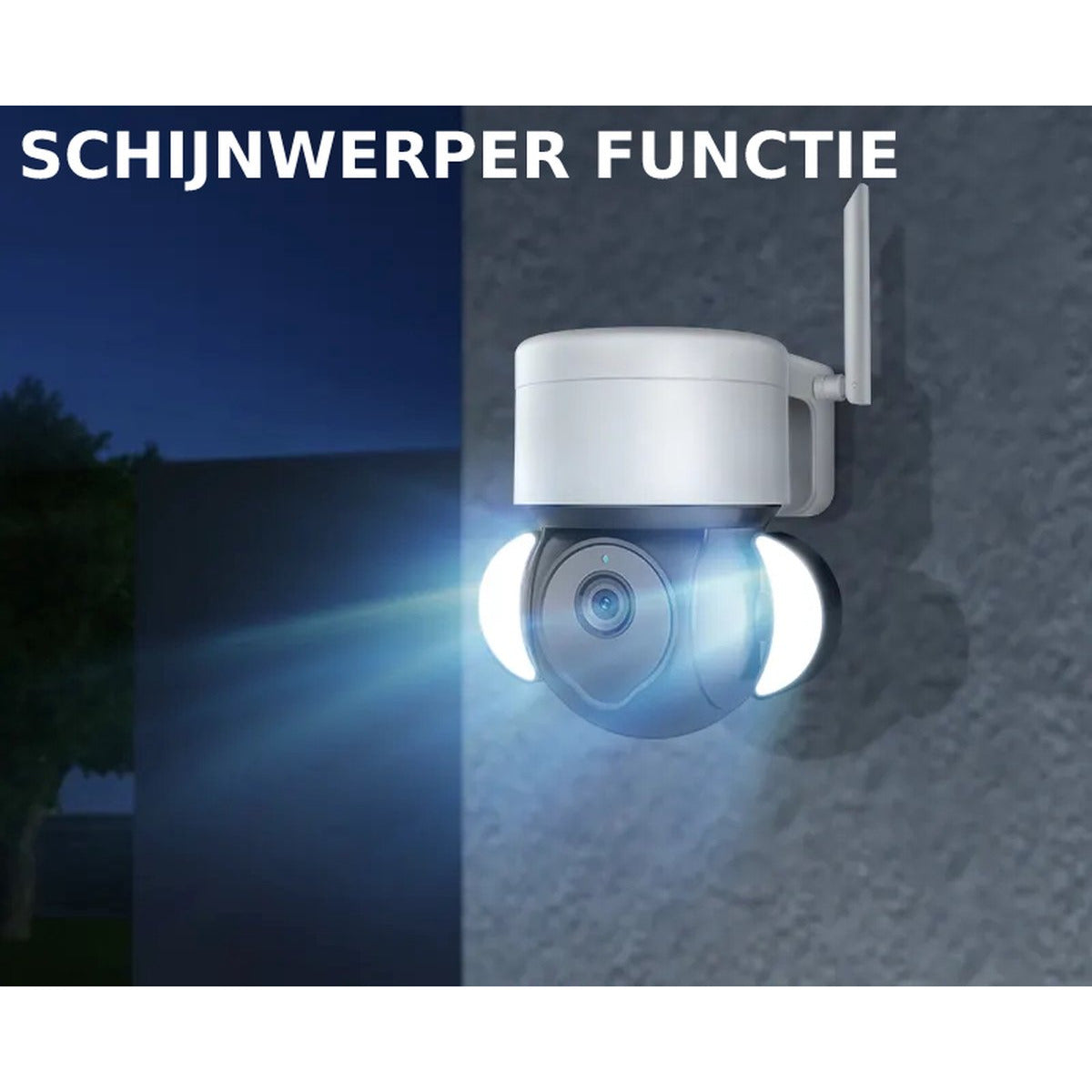 Uitgebreide Outdoor 5MP PTZ WiFi Bewakingscamera - IP66 Waterdicht - Compatibel Met App - Met Tweerichtingsaudio - Menselijke Detectie & Schijnwerper - Wit