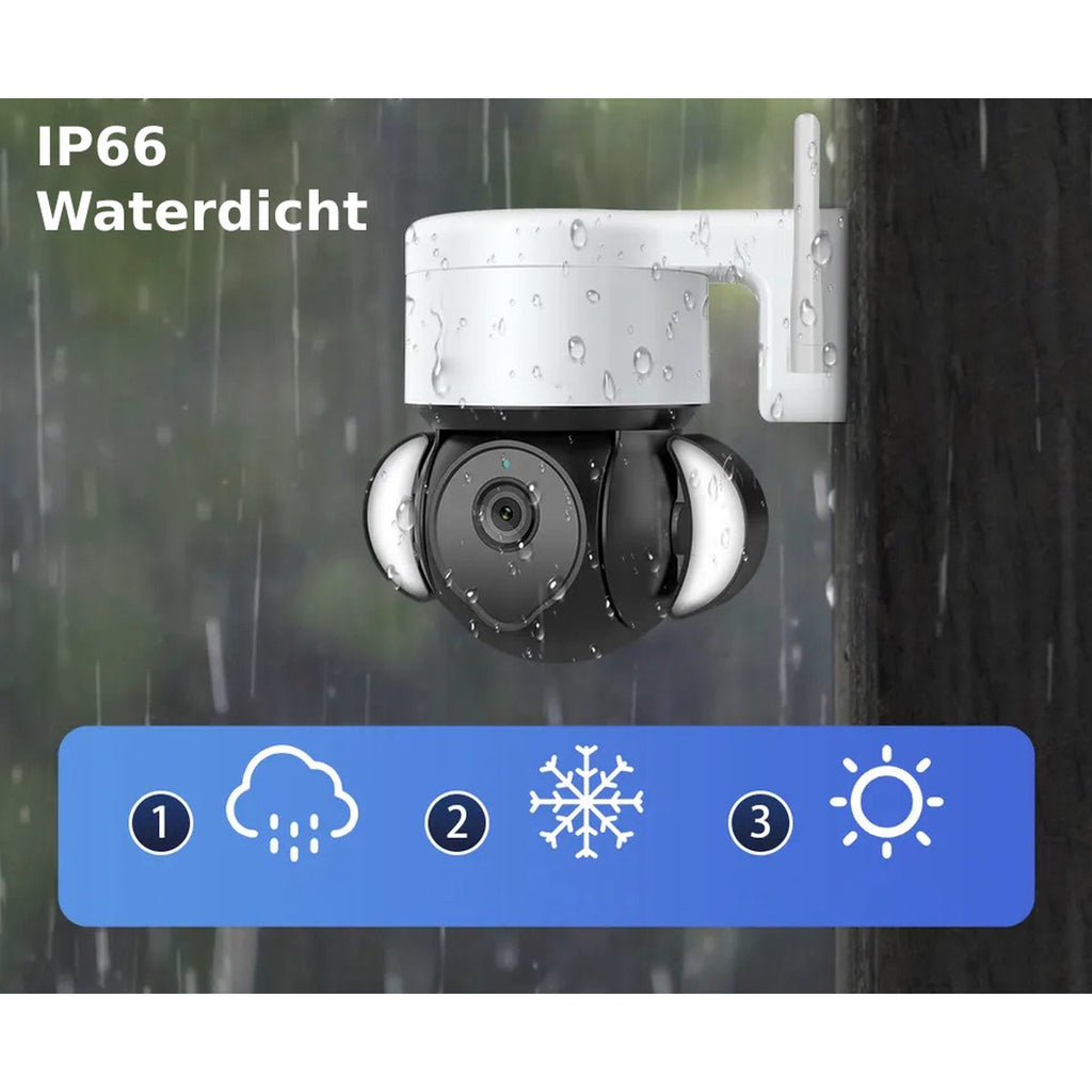 Uitgebreide Outdoor 5MP PTZ WiFi Bewakingscamera - IP66 Waterdicht - Compatibel Met App - Met Tweerichtingsaudio - Menselijke Detectie & Schijnwerper - Wit